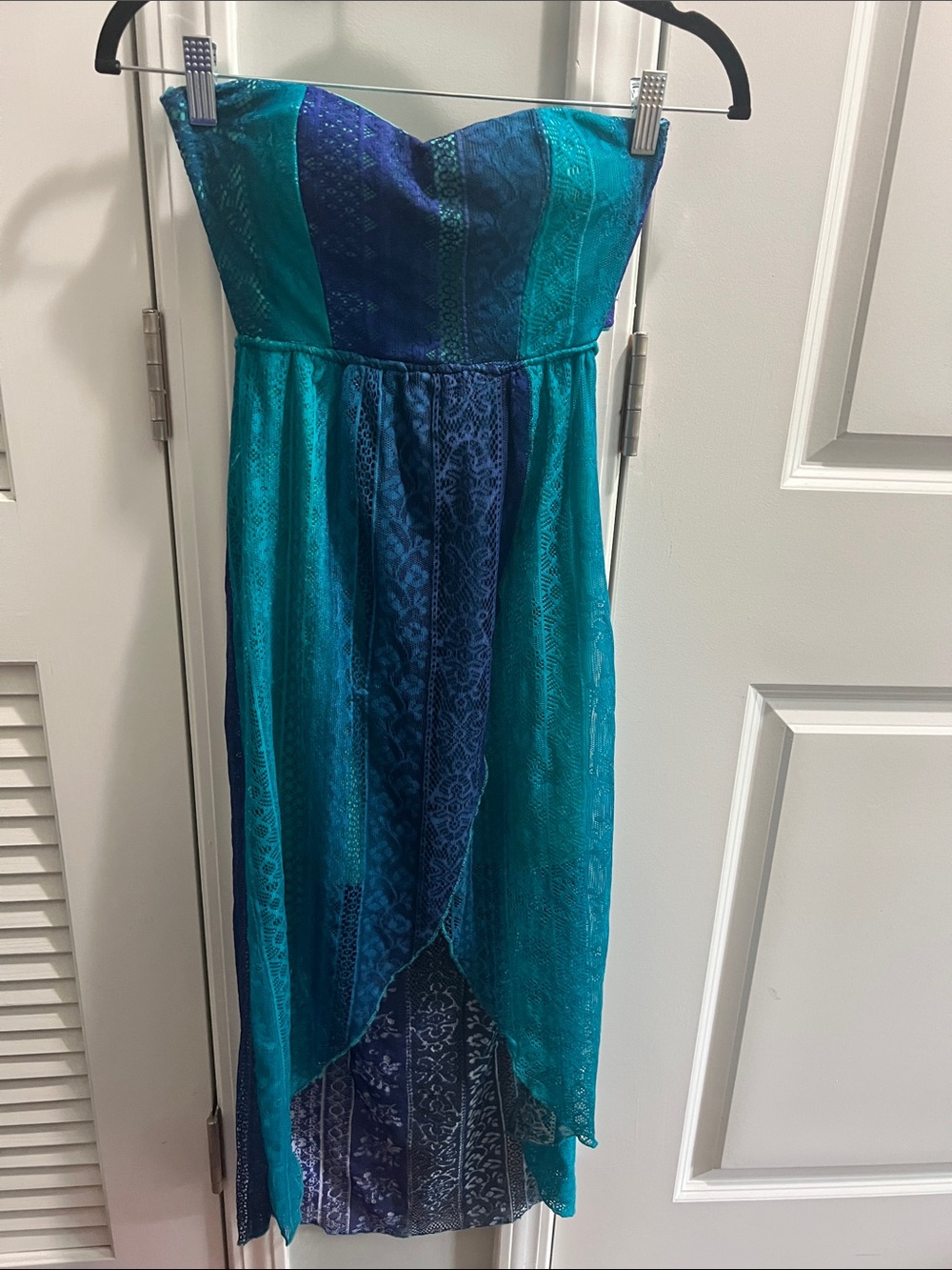 Womens Rue21 Teal and Navy Strapless High-Low Dress Size S